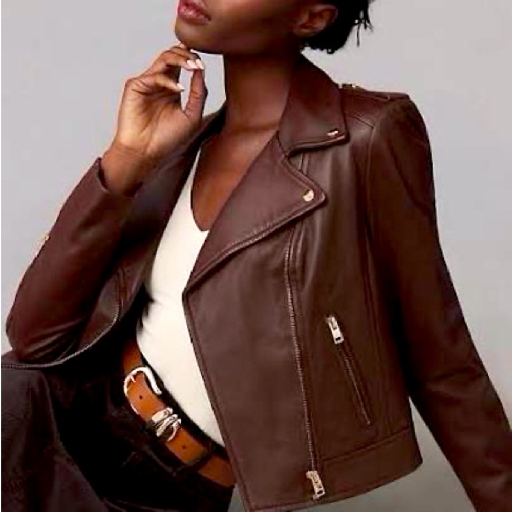 Lamarque Donna Leather Jacket in rare Merlot